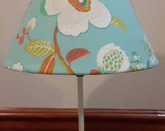 SHADE ONLY: Boho floral nursery lampshade, floral baby girl accent lamp shade, turquoise Coral Nursery / accent lamp shade, girl baby gift