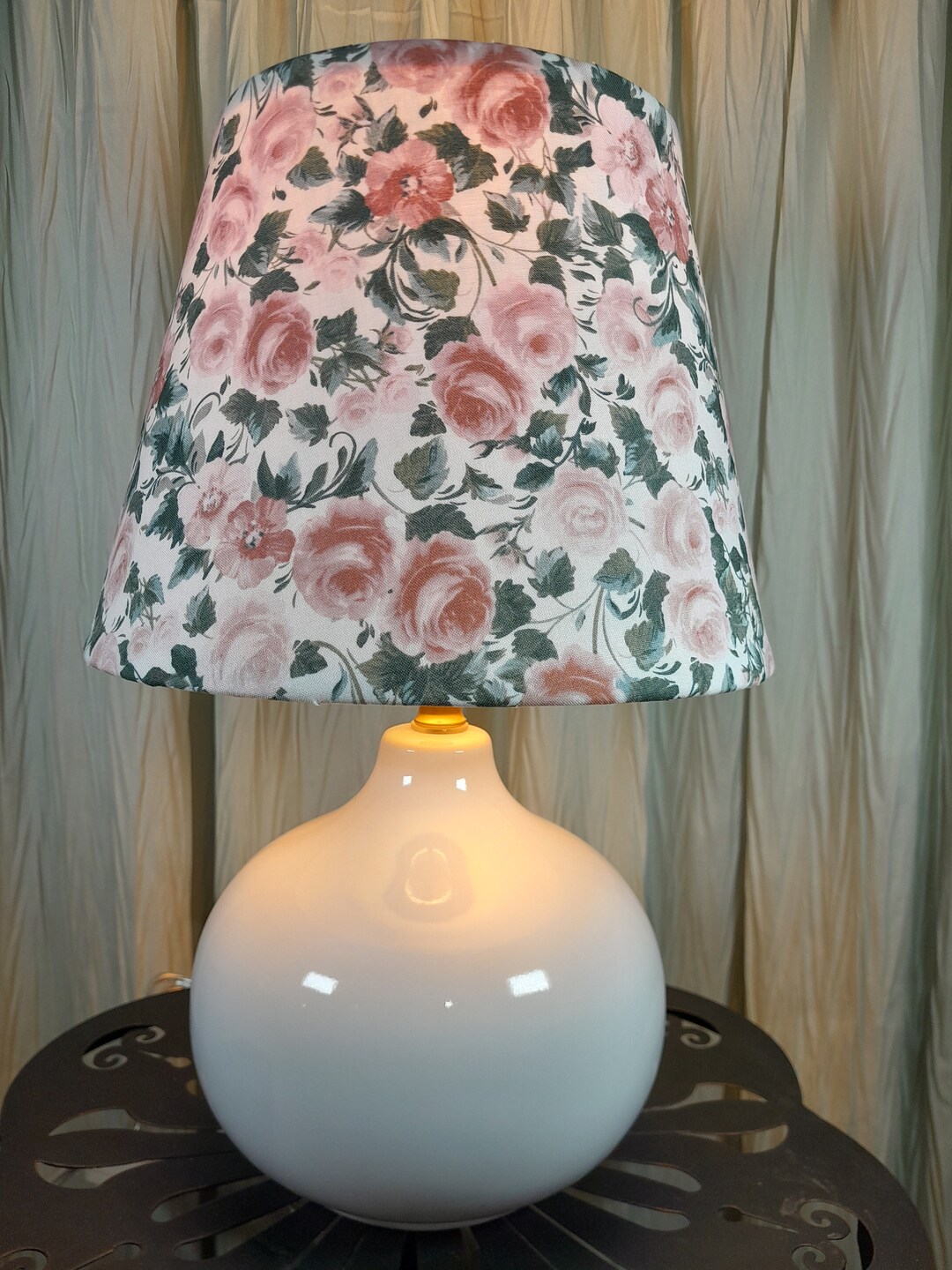 SHADE ONLY: Floral Lampshade, Pink White Sage Floral Lampshade, Girl ...