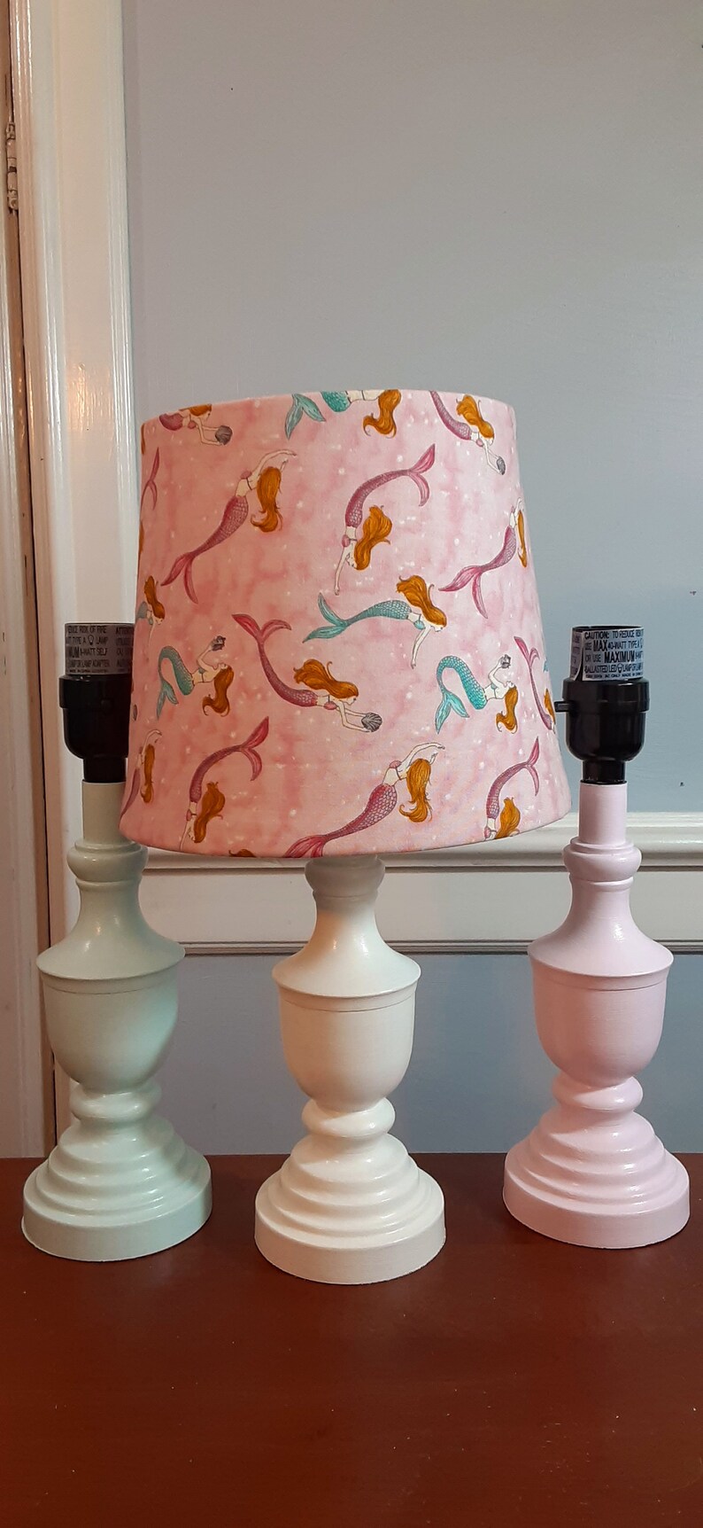 Mermaid Accent/nursery Lamp Pink Turquoise Mermaid Baby Lamp Etsy