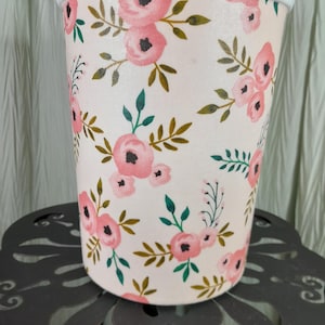 Floral Nursery trash can /wastebasket, baby girl waste basket, pink and green floral waste basket  trash can, Nursery garbage can, baby gift