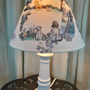 Vintage style Winnie the Pooh baby/nursery/accent lamp, Winnie the Pooh child&#39;s lamp, blue and white Pooh bedroom lamp, baby boy girl gift