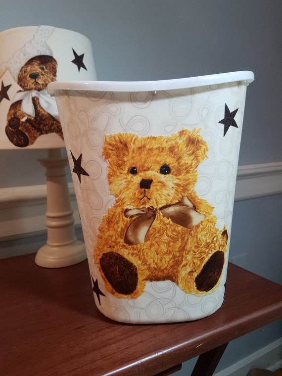 Teddy Bear Wastebasket Nursery Bear Trash Can Woodland Etsy