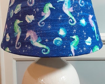 SHADE ONLY: Seahorse nursery/accent lampshade, beach house  lampshade, seashore lampshade, seahorse seashell nursery lampshade, baby gift