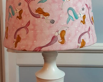 SHADE ONLY: Mermaid accent/nursery lamp, pink turquoise mermaid baby lamp, ocean/beach/seashore lamp, baby girl lamp. baby girl gift.