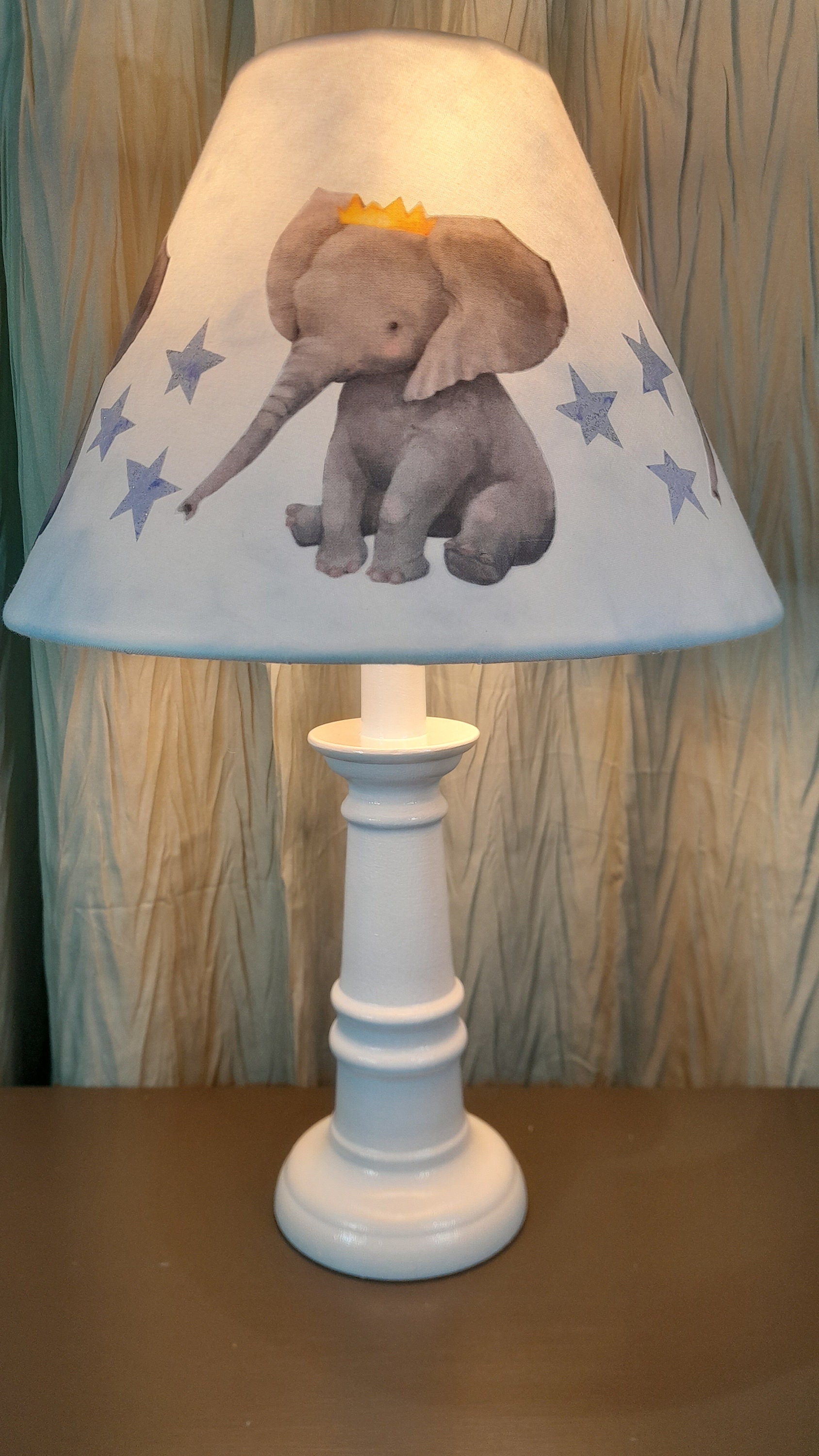 Boho elephant nursery/accent lamp, elephant boy nursery lamp, baby elephant  lamp, baby boy gift, elephant table lamp, zoo animal nursery - Main Image