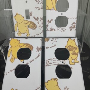 Set of Winnie the Pooh switchplate/outlet covers, Pooh Nursery Outlet Covers, Pooh woodland Outlet /switch plate covers, Nursery decor