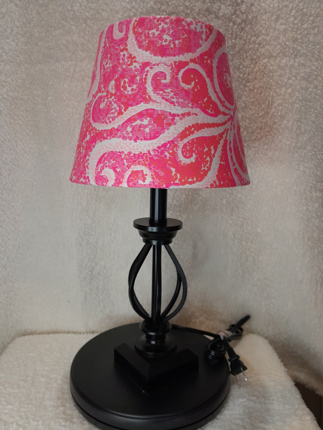 SHADE ONLY: Lilly Inspired Paisley Like Lampshade, Pink Floral ...