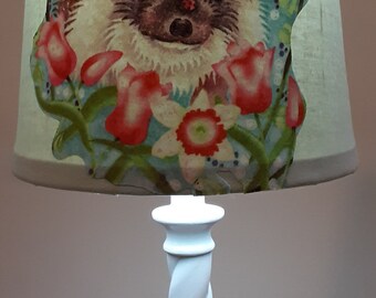 SHADE ONLY: Hedgehog nursery/accent lampahade, boy/girl woodland lampahade, turquoise nursery, baby boy girl gift