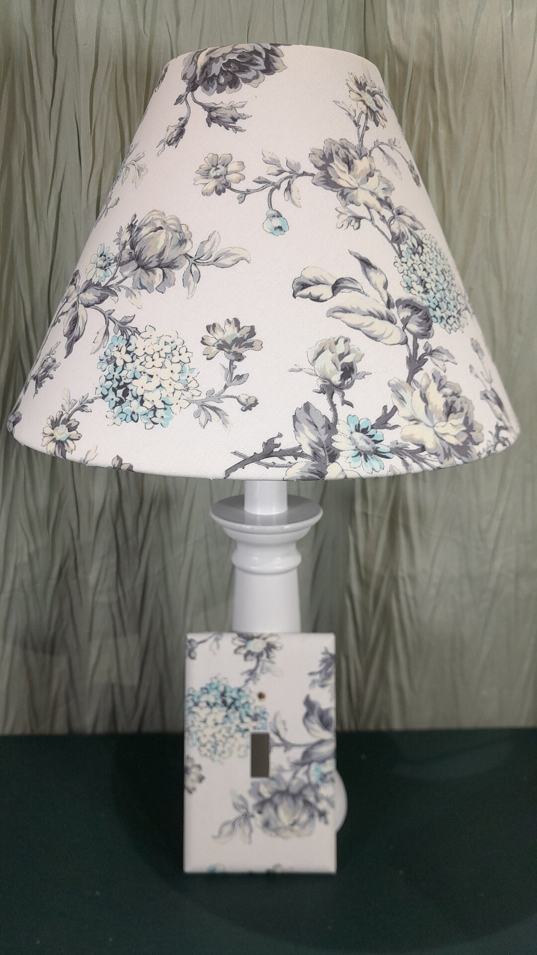 SHADE ONLY Watercolor Nursery Lampshade, Turquoise Grey Floral