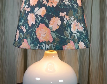 SHADE ONLY: Floral lampshade, peach pink teal Sage floral lamp shade, girl bedroom living room fabric lamp shade, birthday gift
