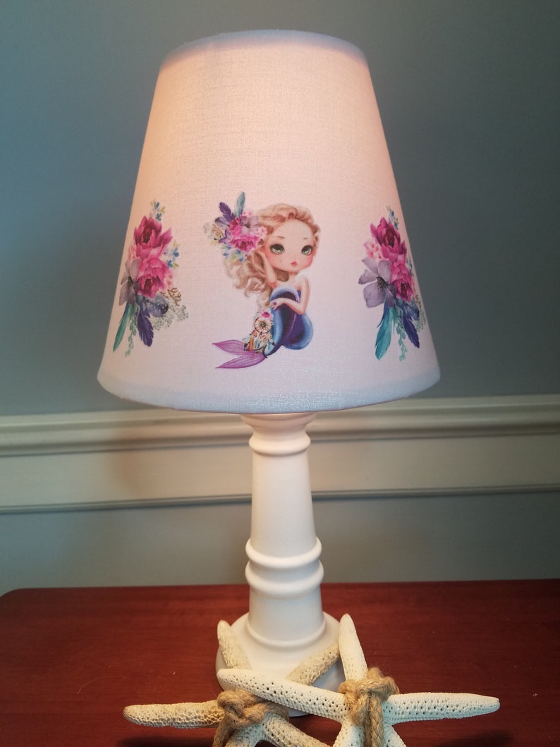Mermaid Accent Nursery Lamp Beach Ocean Themed Seas Table Little Girl Baby Gift Boho Mermaids