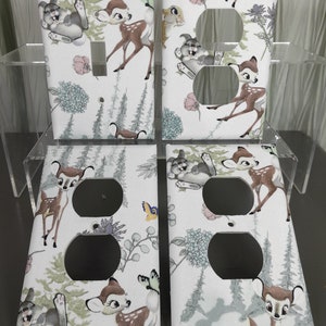 Set of  Bambi light switchplate Outlet covers, baby deer switchplate covers, Woodland deer Nursery wall plates, baby gift, deer decor