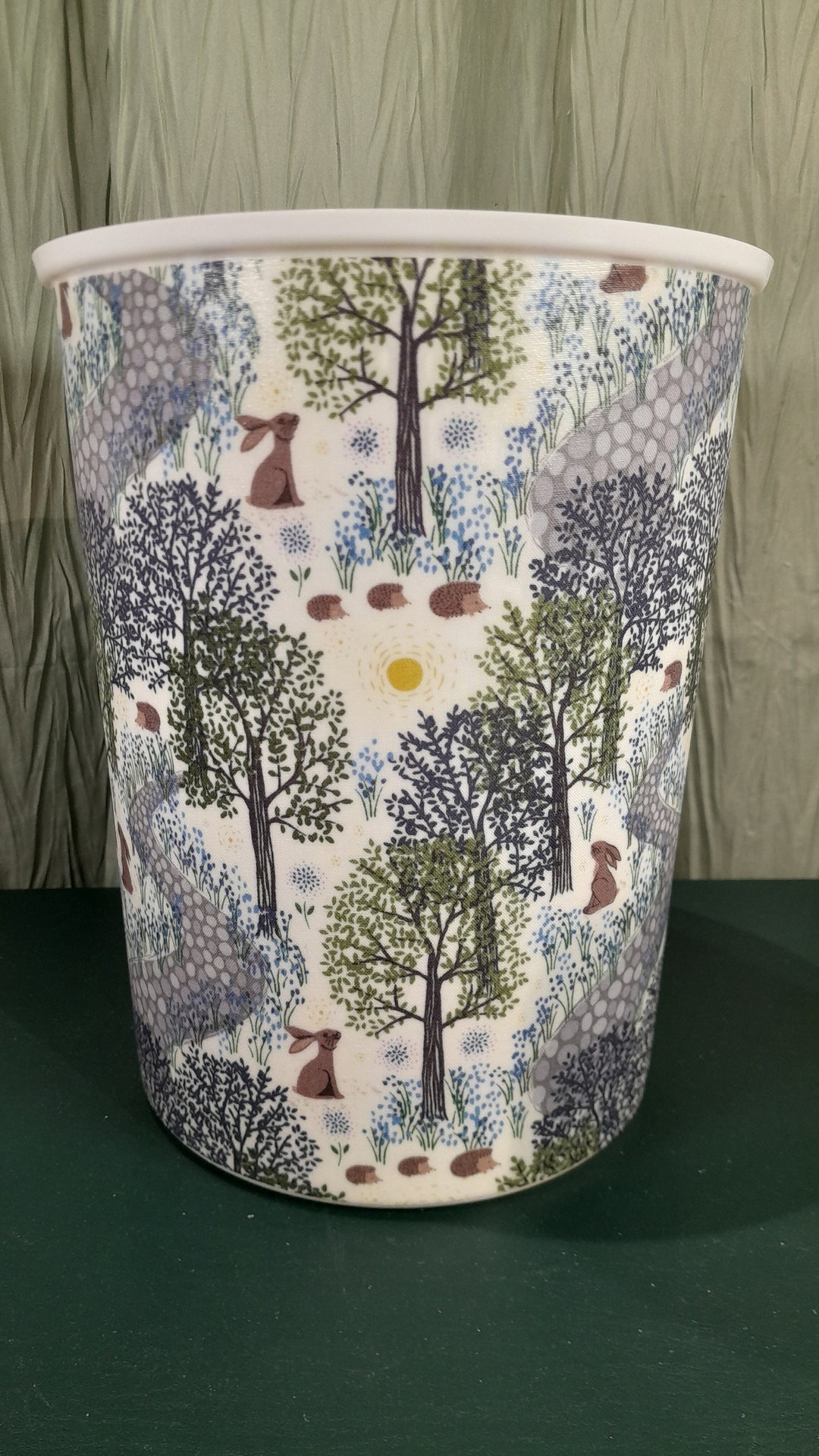 Bunny Hedgehog Nursery Trash Can Waste Basket Woodland Waste Etsy