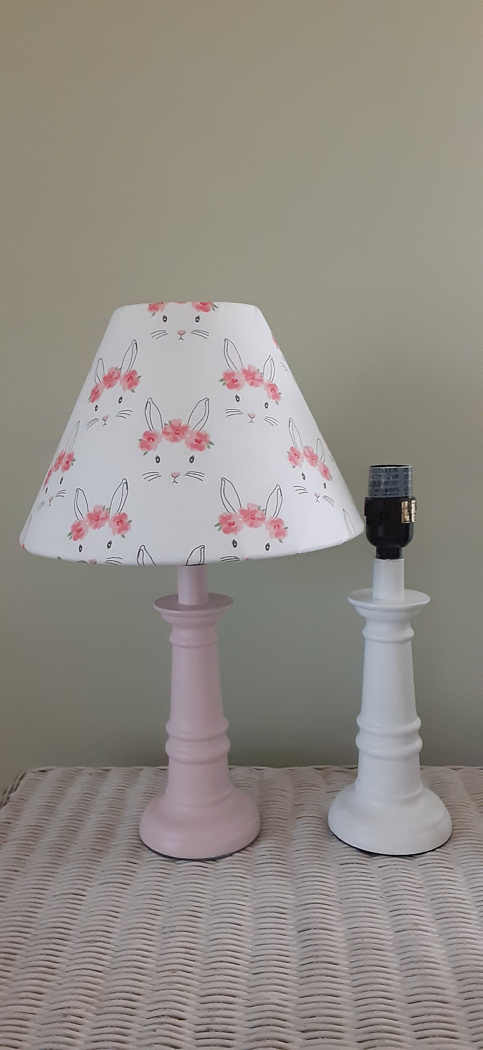 Bunny accent nursery lamp woodland bunny floral lamp pink Etsy