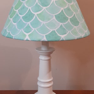 Mermaid accent Nursery lamp, mermaid scales teal turquoise accent lamp, nautical Nursery lamp, Beach House Seashore accent table lamp image 1