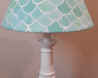 Mermaid accent Nursery lamp, mermaid scales teal turquoise accent lamp, nautical Nursery lamp, Beach House Seashore accent table lamp