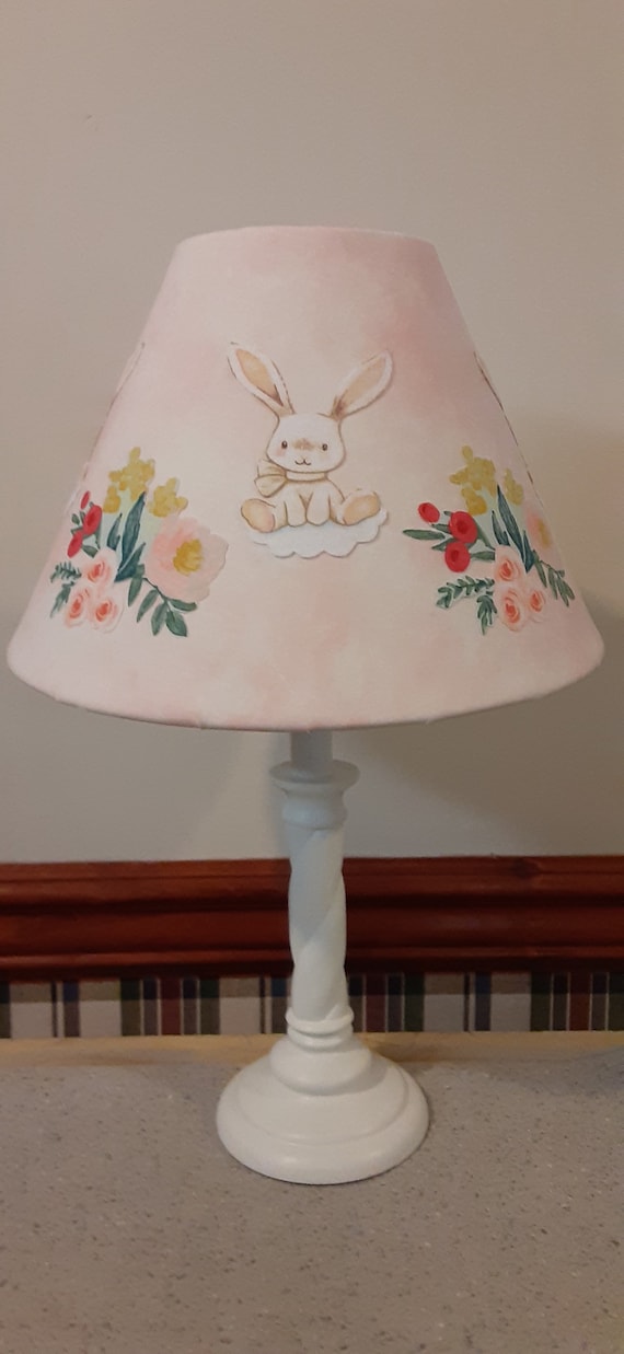 SHADE ONLY Bunny Nursery Accent Lampshade Bunny Floral Girl