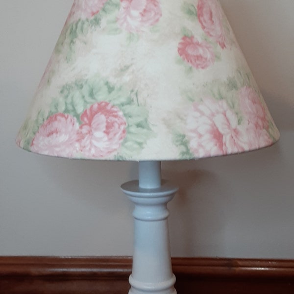 Floral accent/nursery lamp, cream pink sage floral fabric lamp, beroom/living room floral lamp, nursery lamp, watercolor lamp, baby gift
