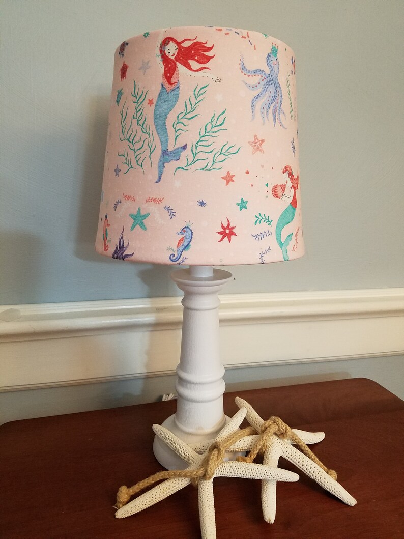 Mermaid Accent Nursery Lamp Seas Pink Table Seahorse Octapus C Starfish Girl