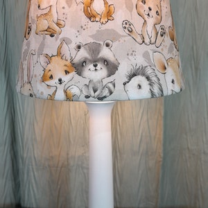 Large Woodland Nursery  lamp, bear Fox raccoon bunny deer lamp, neutral color Woodland  baby lamp,  Forest lamp, baby boy girl lamp/gift