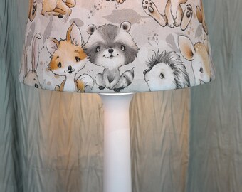 Large Woodland Nursery  lamp, bear Fox raccoon bunny deer lamp, neutral color Woodland  baby lamp,  Forest lamp, baby boy girl lamp/gift