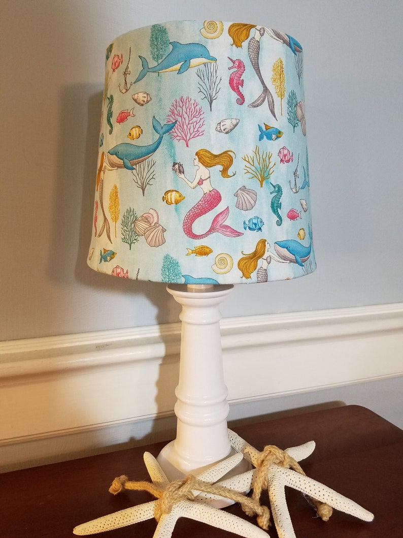 Mermaid Accent Nursery Lamp Girl Nautical Theme Ocean Beach Seas Table Whale Seahorse C Dolphin Baby