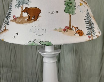 Woodland accent Nursery lamp, bear Fox deer forest table lamp, watercolor Woodland baby lamp, baby boy girl gift, child Forrest lamp