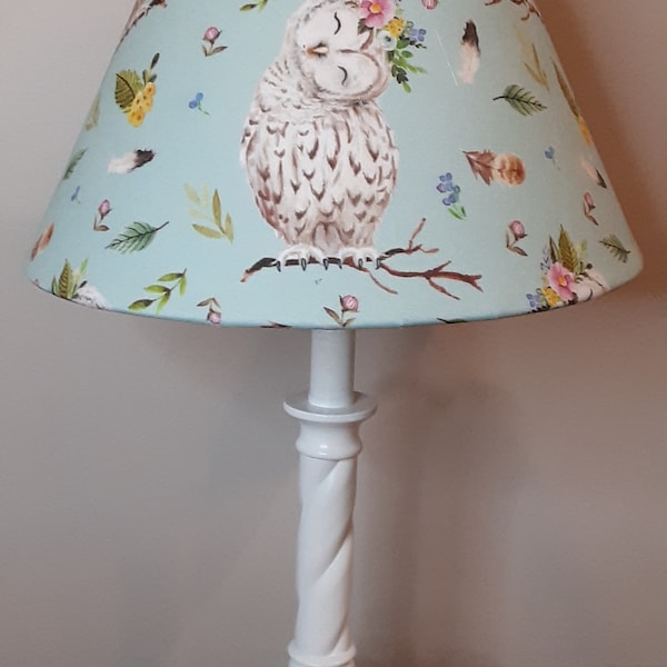 Boho owl Nursery / accent lamp, 0wl baby lamp, Woodland baby / child accent lamp, baby gift, boho animal Nursery, turquoise Nursery
