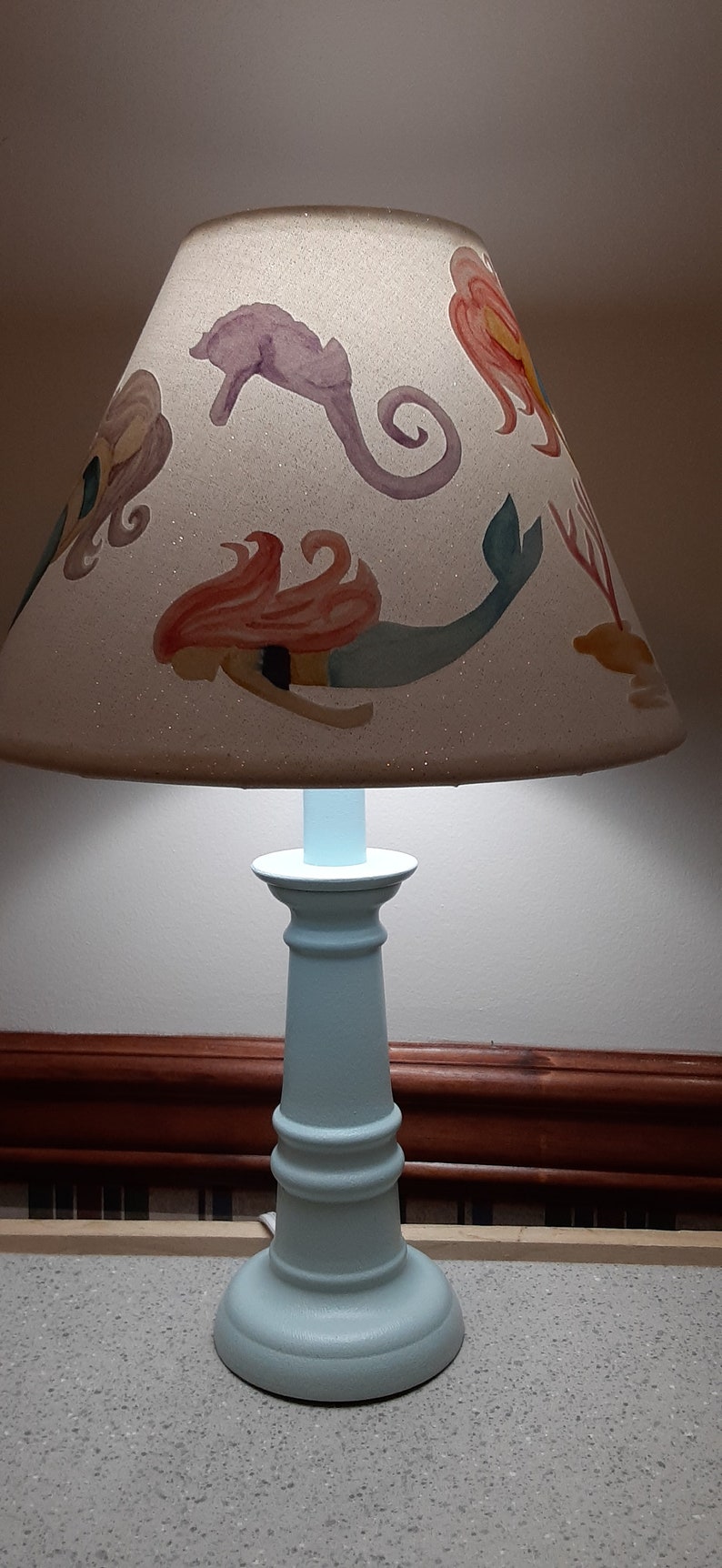 Mermaid accent/nursery lamp seahorse/seashell/coral/starfish Etsy