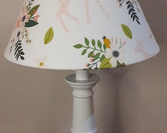 Boho deer nursery lamp, girl woodland nursery, boho accent lamp, floral/fern/deer baby lamp,  pink deer nursery