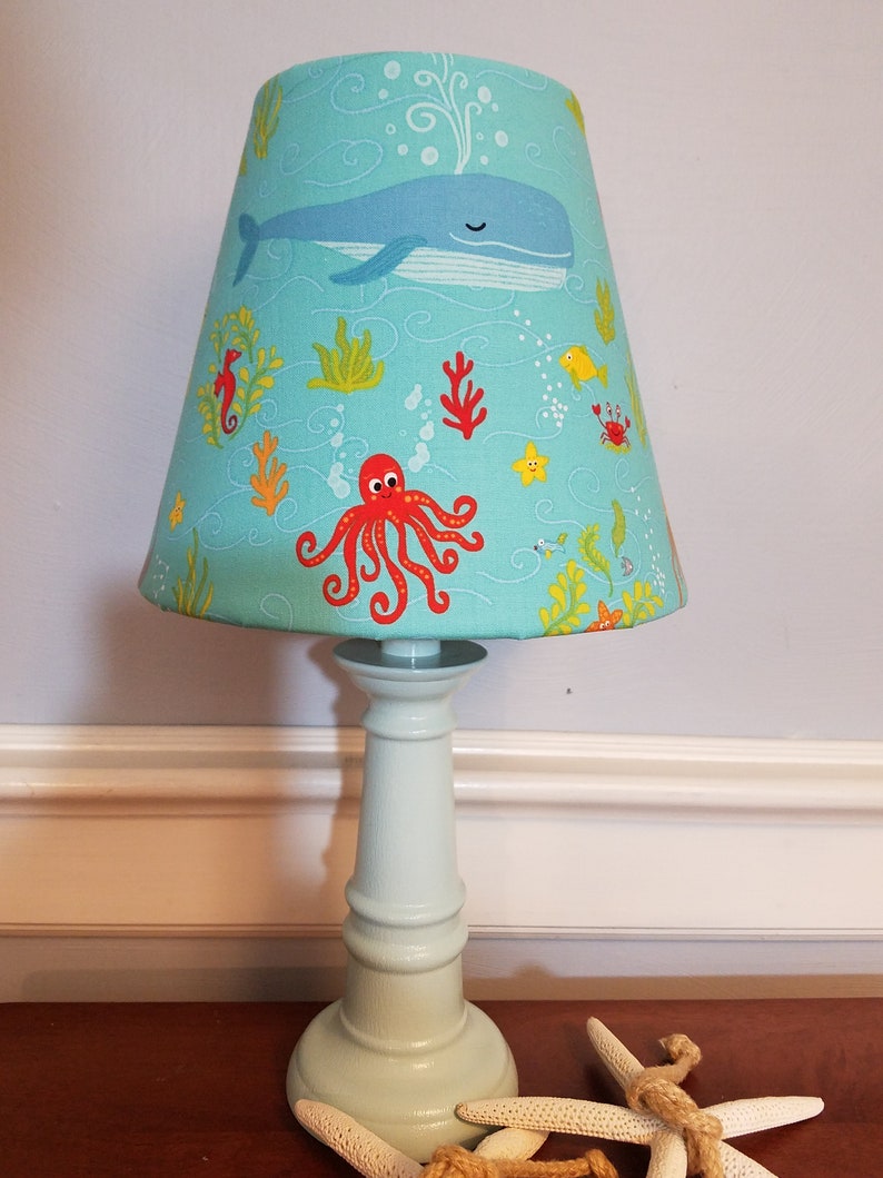 Beach Nursery Accent Lamp Whale Shark Octopus Baby Image 0
