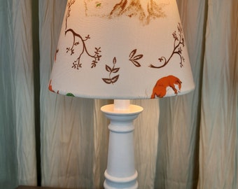 Fox accent lamp, woodland nursery forest theme lamp, fox table lampshade, animal lamp, orange cream nursery lampshade, baby boy girl  gift