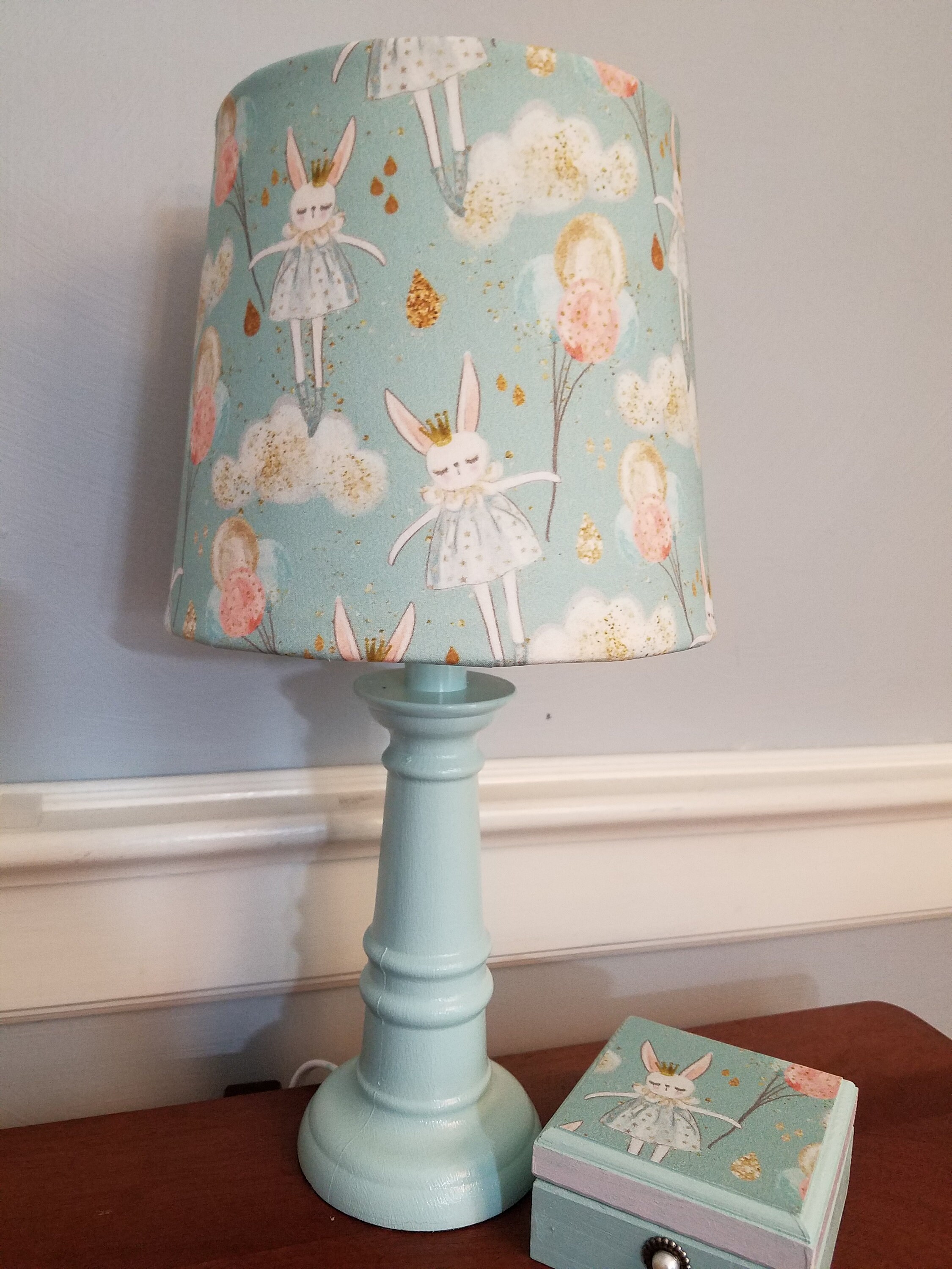 Bunny accent/nursery lamp girl baby lamp turquoise girl Etsy