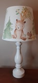 Large Woodland Nursery accent lamp, bear Fox raccoon bunny table lamp, watercolor Woodland baby lamp, baby girl boy gift, child Forrest lamp 