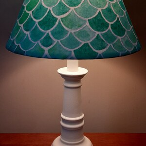 Mermaid accent Nursery lamp, mermaid scales teal turquoise accent lamp, nautical Nursery lamp, Beach House Seashore accent table lamp image 2