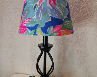 SHADE ONLY: Lilly inspired floral lampshade, pink blue lavender lamp shade, girl bedroom lamp shade, living room lamp, colorful fabric shade