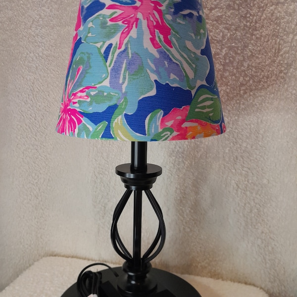 SHADE ONLY: Lilly inspired floral lampshade, pink blue lavender lamp shade, girl bedroom lamp shade, living room lamp, colorful fabric shade