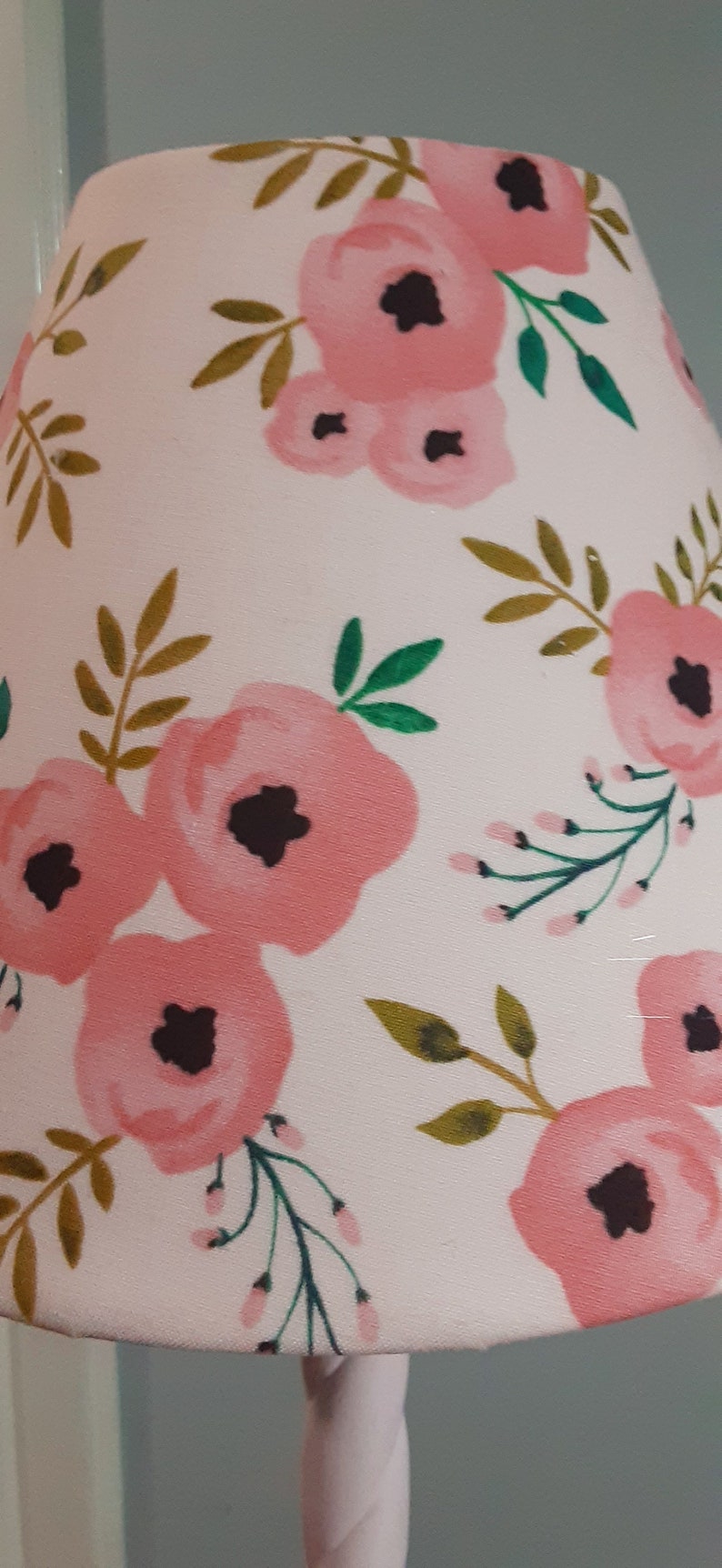 Boho pink floral nursery lamp floral accent/table lamp baby Etsy