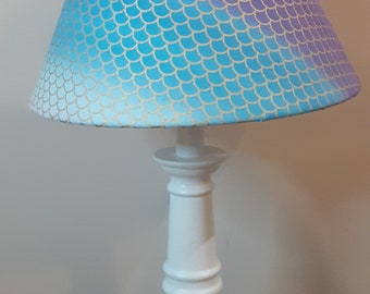 Mermaid accent/nursery lamp, mermaid scales gold and purple glitter accent lamp, nautical themed Nursery lamp, Seashore / beach house lamp