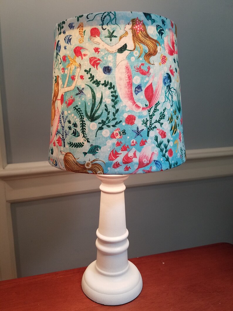 Mermaid Accent Nursery Lamp Girl Nautical Theme Ocean Beach Seas Table Crab Octapus Starfish Baby