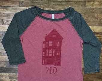 710 Ashbury deadTEE.com Very High End Women's Raglan 3/4 sleeve
