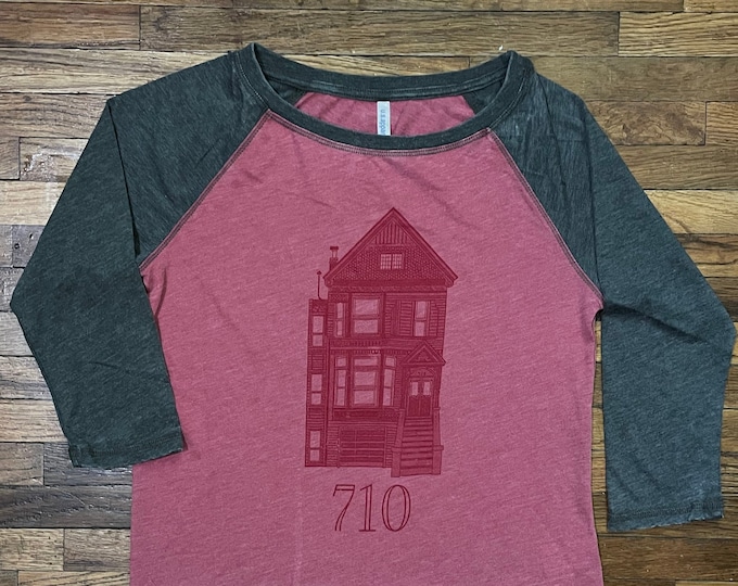 710 Ashbury deadTEE.com Very High End Women's Raglan 3/4 sleeve