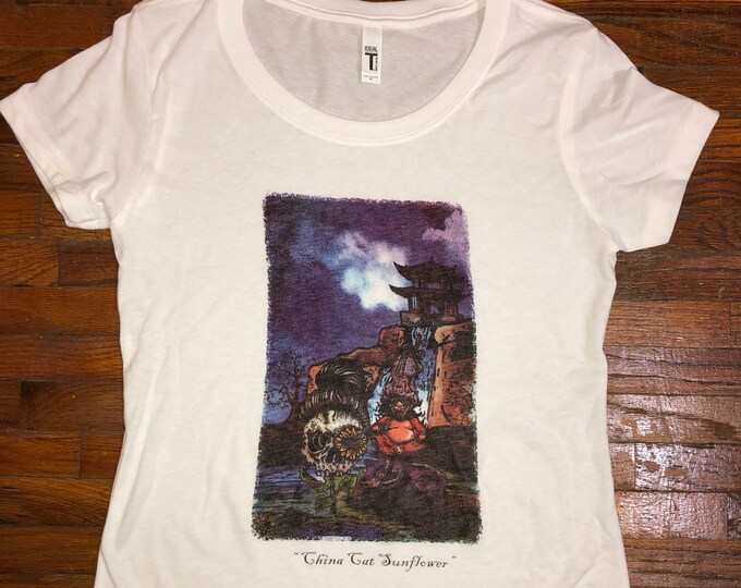 China Cat Sunflower Womens SHORT sleeve Grateful Shirt Dead Inspired