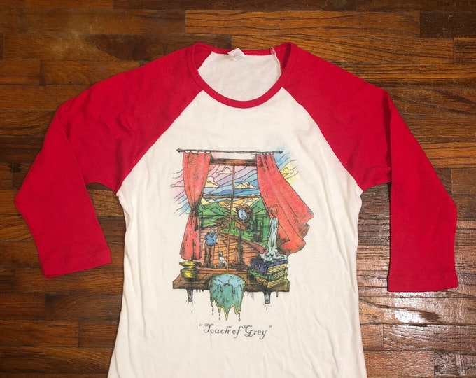 Touch of Grey Womens Raglan Baseball 3/4 sleeve Grateful Shirt Dead Inspired
