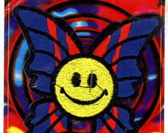 Smileface Butterfly Iron on Psychedelic Grateful Dead Inspired grateful dead store, grateful dead patches, grateful patch PatchMafia.com