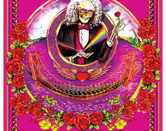 Deadheads across the Golden Gate Bridge BLACK LIGHT POSTER Officially Licensed   24" x 36"