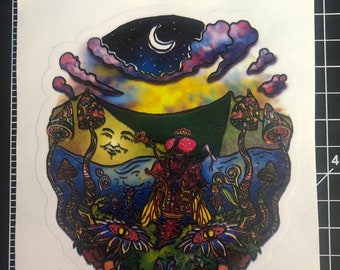 Earthing Die Cut sticker inspired Live Grateful Original Dead image. Original artist