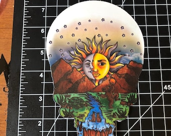 sun/moon Die Cut.. inspired Earth Kind Designs TM Licensed to Live Grateful Original Dead image.
