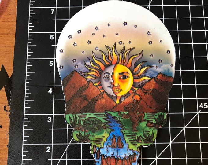 sun/moon Die Cut.. inspired Earth Kind Designs TM Licensed to Live Grateful Original Dead image.