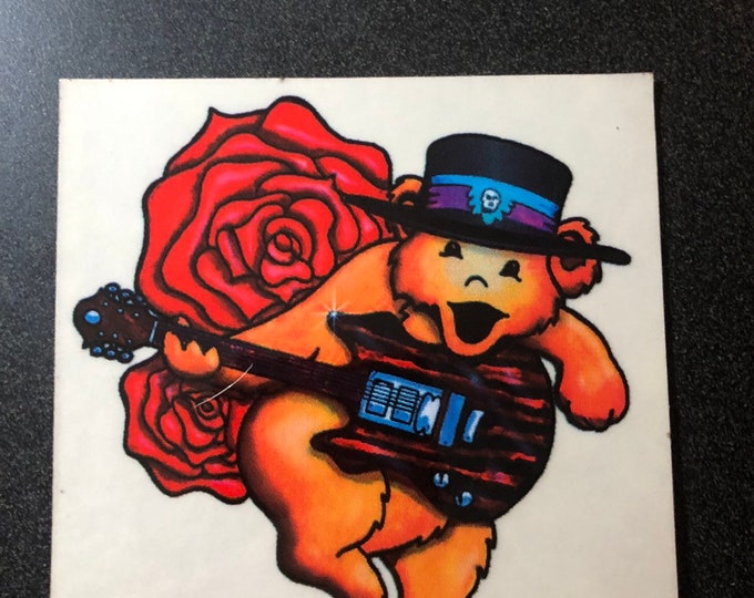 Bear Rose Guitar Vintage Grateful Dead stickers grateful dead store, grateful dead stickers, grateful stickers